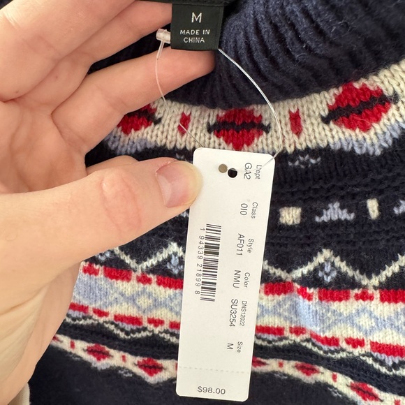 NWT Jcrew Navy Patterned Women's Sweater - Picture 2 of 3